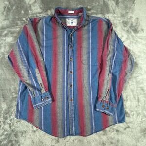 Manhattan Flannel Button Down Vintage Shirt Single Needle Tailored Men's Large